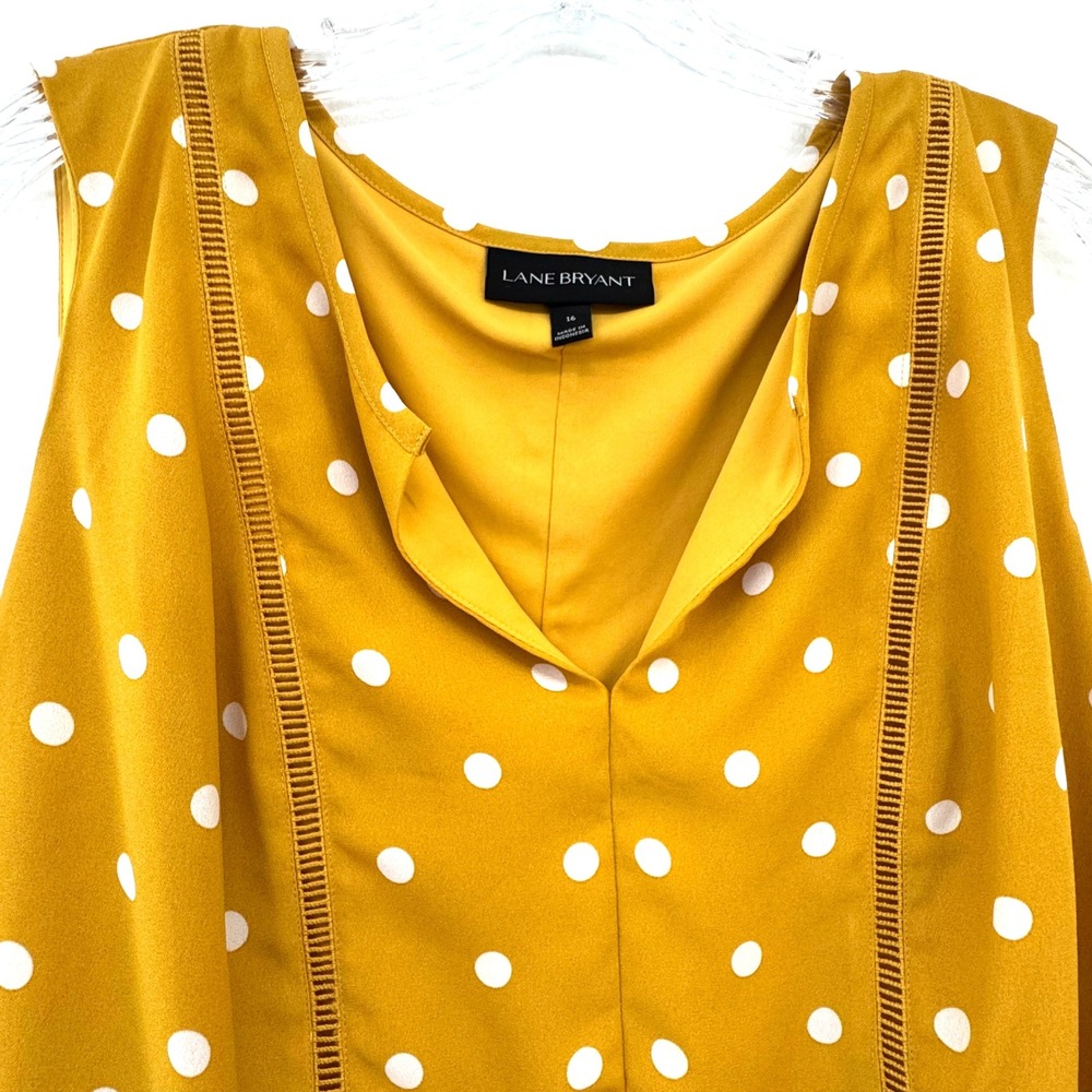 Lane Bryant Mustard Yellow Polka Dot Sleeveless Tunic - Picture 2 of 6